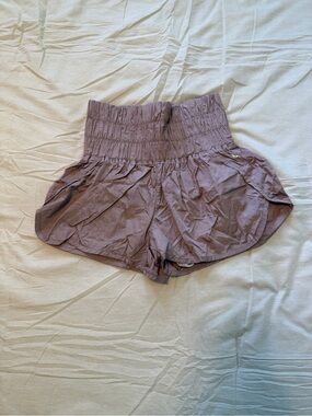 FP Movement by Free People Mauve High-Waist Smocked Athletic Shorts